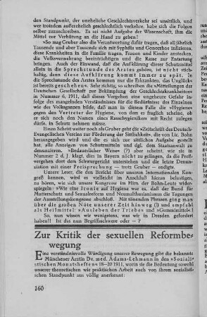 Zur Kritik der sexuellen Reformbewegung