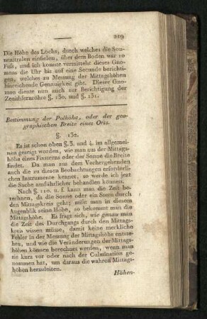 Bestimmung der Polhöhe oder der geographischen Breite eines Orts