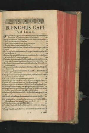 Elenchus Capitum Libri II.
