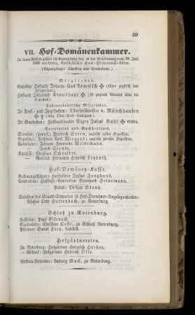 VII. Hof=Domänenkammer.