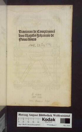 Tractatus de Complexionibus Magistri Johannis de Noua domo