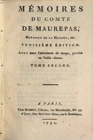 Mémoires du Comte de Maurepas : [rédigés par M. Salé], 2