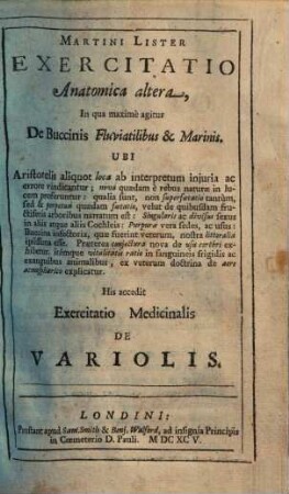 Martini Lister Exercitatio Anatomica, 2. altera