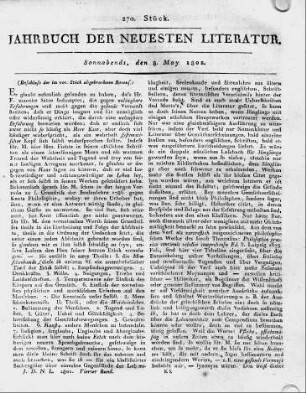 Hannover, b. Helwing: Grundriss der Ethik, oder Lebenswissenschaft von C. Meiners. XLVI u. 136 S. kl. 8. 1801.