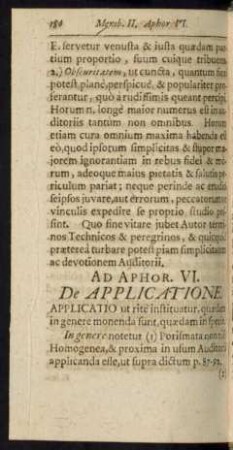 Ad Aphor. VI. De Applicatione.