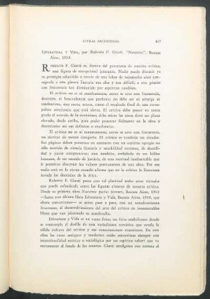 Literatura y vida, por Roberto F. Giusti
