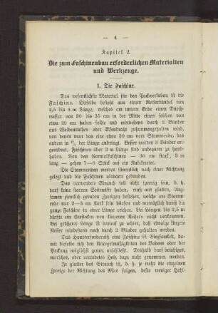 Kapitel 2. Die zum Faschinenbau erforderlichen Materialien und Werkzeuge.