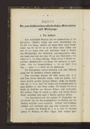 Kapitel 2. Die zum Faschinenbau erforderlichen Materialien und Werkzeuge.