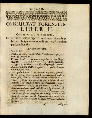 Consultatio, Sive Responsum I.