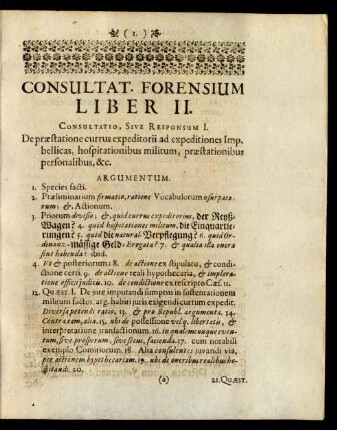 Consultatio, Sive Responsum I.