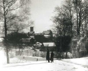Gnandstein. Ortsansicht mit Burg von Nordwesten