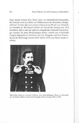 Maximilian Heine in russischer Uniform. Aus: Heine Reliquie. Hrsg. von Maximilian von Heine-Geldern und Gustav Karpeles. Berlin: Curicus 1911, S.152.