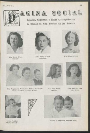 Página social - Señoras, Señoritas y Niños distinguidos de la Ciudad de San Nicolás de los Arroyos
