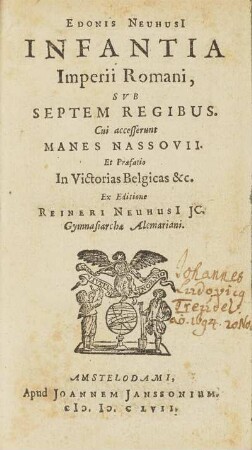 Edonis Neuhusii Infantia Imperii Romani, Svb Septem Regibus