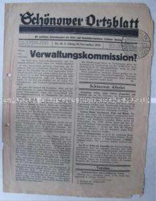 Kommunales Mitteilungsblatt "Schönower Ortsblatt"