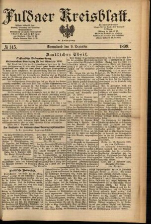 Erste Ausgabe vom Samstag, den 09. Dezember 1899.