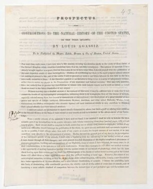 "Prospectus: Contributions to the Natural History of the United States."