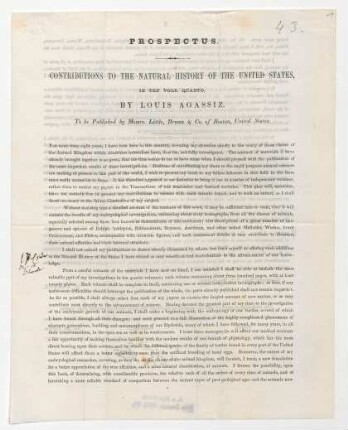 &quot;Prospectus: Contributions to the Natural History of the United States.&quot;