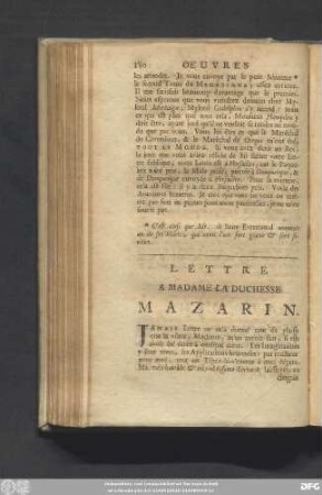 Letter A Madame La Duchesse Mazarin.