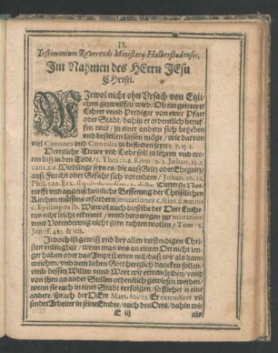 II. Testimoniam Reverendi Ministerii Halberstadensis