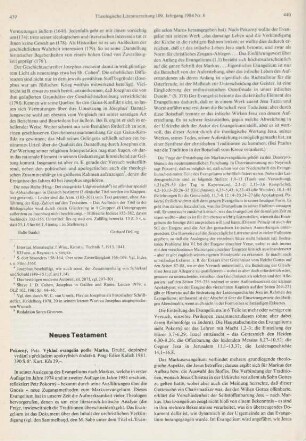 439-441 [Rezension] Pokorný, Petr, Výklad evangelia podle marka