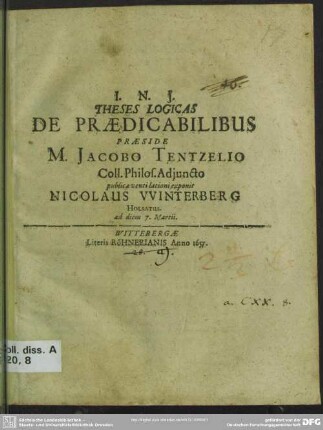 Theses logicas de praedicabilibus