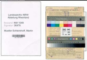 Entnazifizierung Martin Mueller-Schlenkhoff , geb. 13.11.1902 (Prokurist)