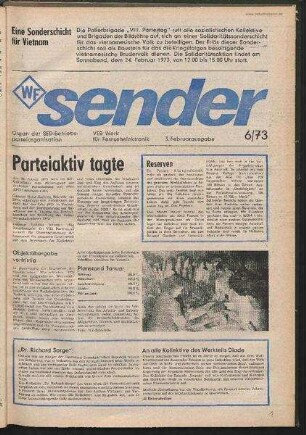 Betriebszeitung 'WF-Sender', Nr.6/1973 (3. Februarausgabe 1973)