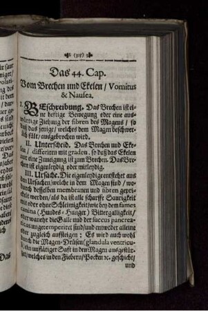 Das 44. Cap. Vom Brechen und Ekelen/ Vomitus & Nausea.