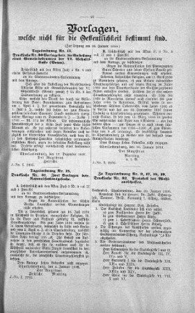 Vorlagen welche nicht für die Oeffentlichkeit bestimmt sind., 26. Januar 1898