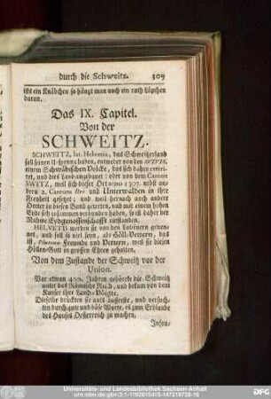 Das IX. Capitel. Von der Schweitz.