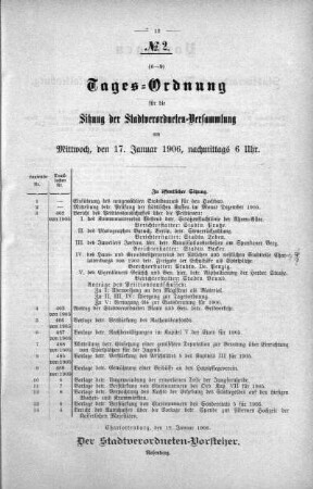 Tages-Ordnung No. 2. (6-10), 17. Januar 1906