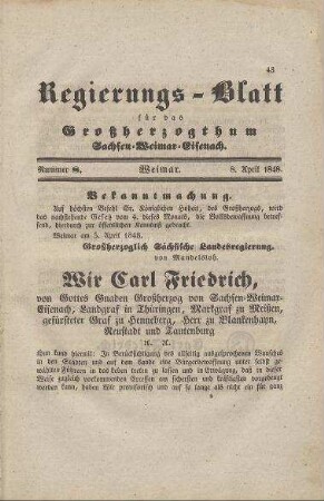 Nr. 8 : 8. April 1848