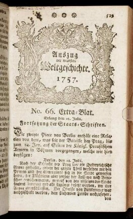 No. 66. Extra-Blat. Erlang den 28. Julii. 1757.