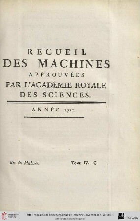 Recueil des Machines Année 1721