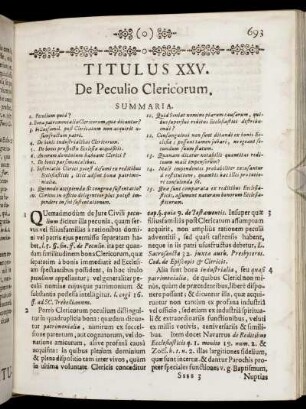 Titulus XXV. De Peculio Clericorum. - Titulus XXIX. De Parochiis & alienis Parochianis.