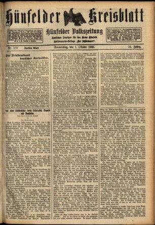 Zweite Ausgabe vom Donnerstag, den 01. Oktober 1925.