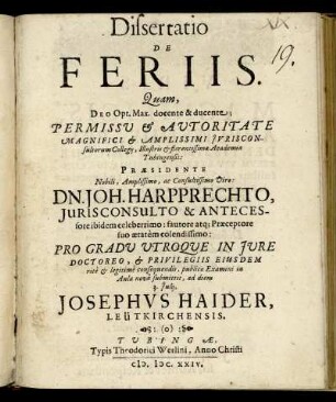 Dissertatio De Feriis