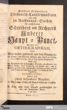 Anderer Haupt-Punct...Orthographiam...
