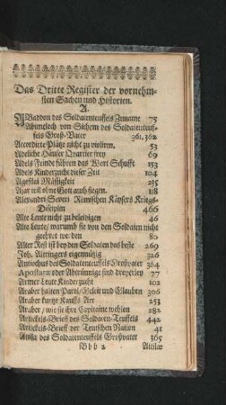Das Dritte Register der vornehmsten Sachen und Historien