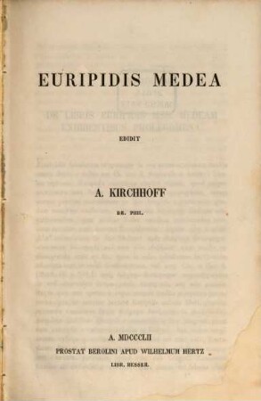 Medea : Edid. A. Kirchhoff