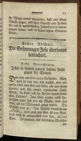 Erster Abschnit. Die Gesinnungen Jesu überhaupt betrachtet.