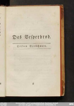 Das Vesperbrod. Eilftes Sprüchwort.