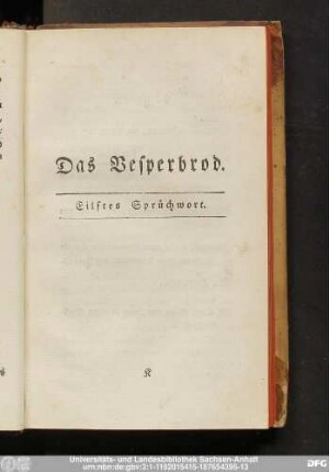 Das Vesperbrod. Eilftes Sprüchwort.