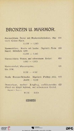 Bronzen u. Marmor (Nr. 418-423)