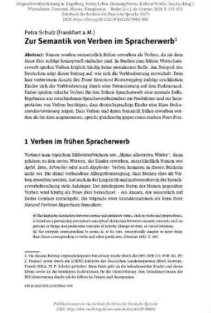 Zur Semantik von Verben im Spracherwerb