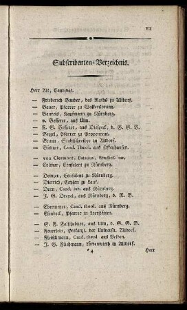 Subscribenten-Verzeichnis.