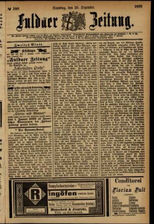 Zweite Ausgabe vom Samstag, den 29. Dezember 1888.