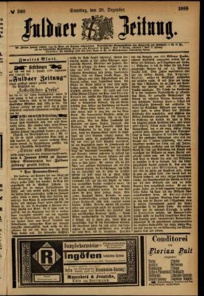 Zweite Ausgabe vom Samstag, den 29. Dezember 1888.