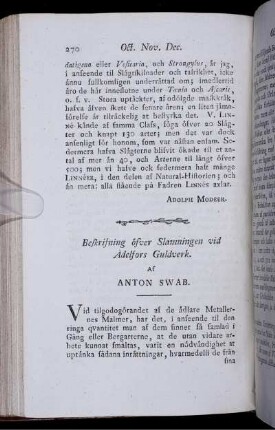 Beskrifning öfver Slamningen vid Ädelfors Guldverk.